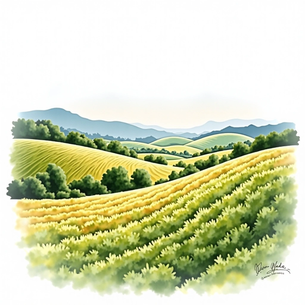 Casablanca Valley wine region — watercolor illustration
