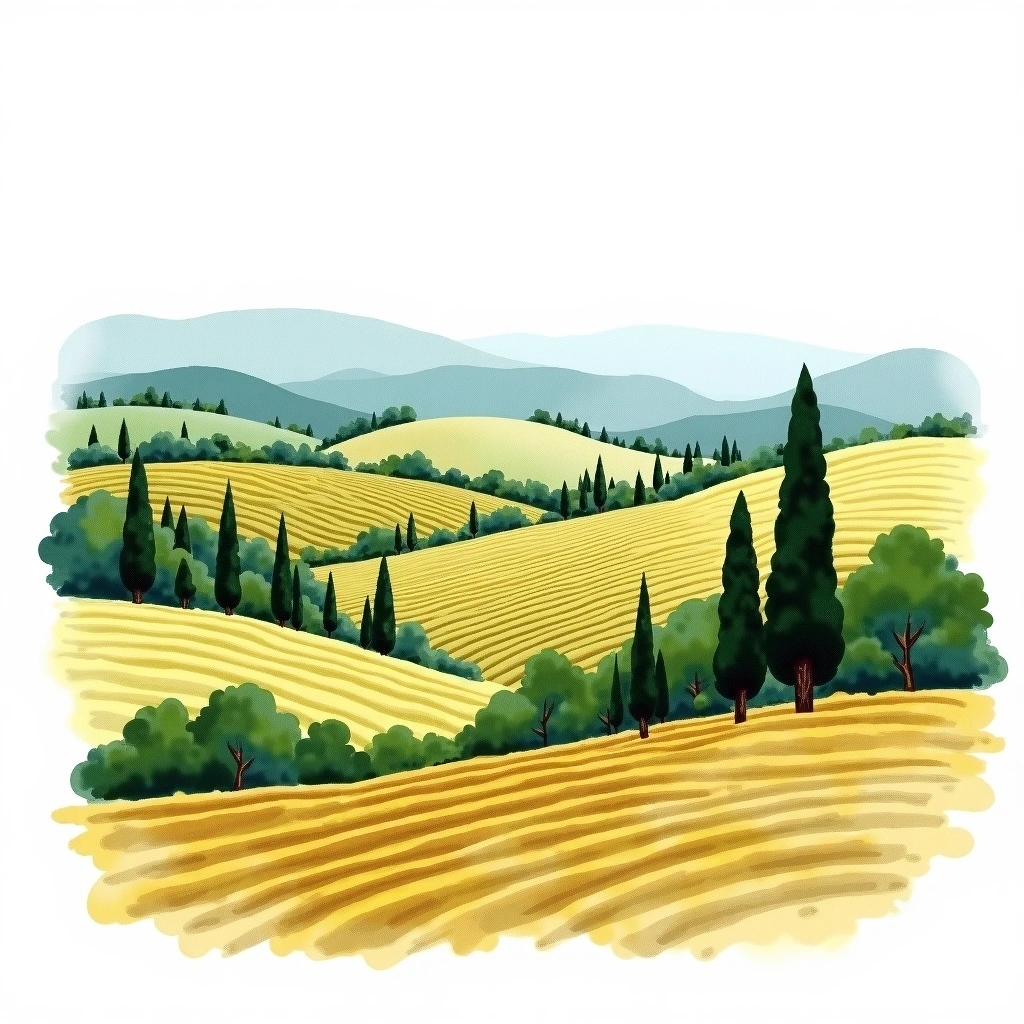 Catalunya wine region — watercolor illustration