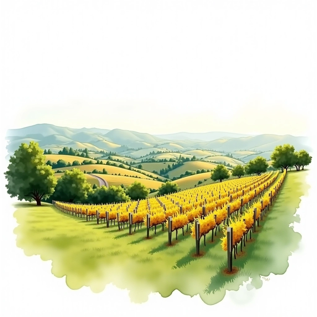 Cava wine region — watercolor illustration