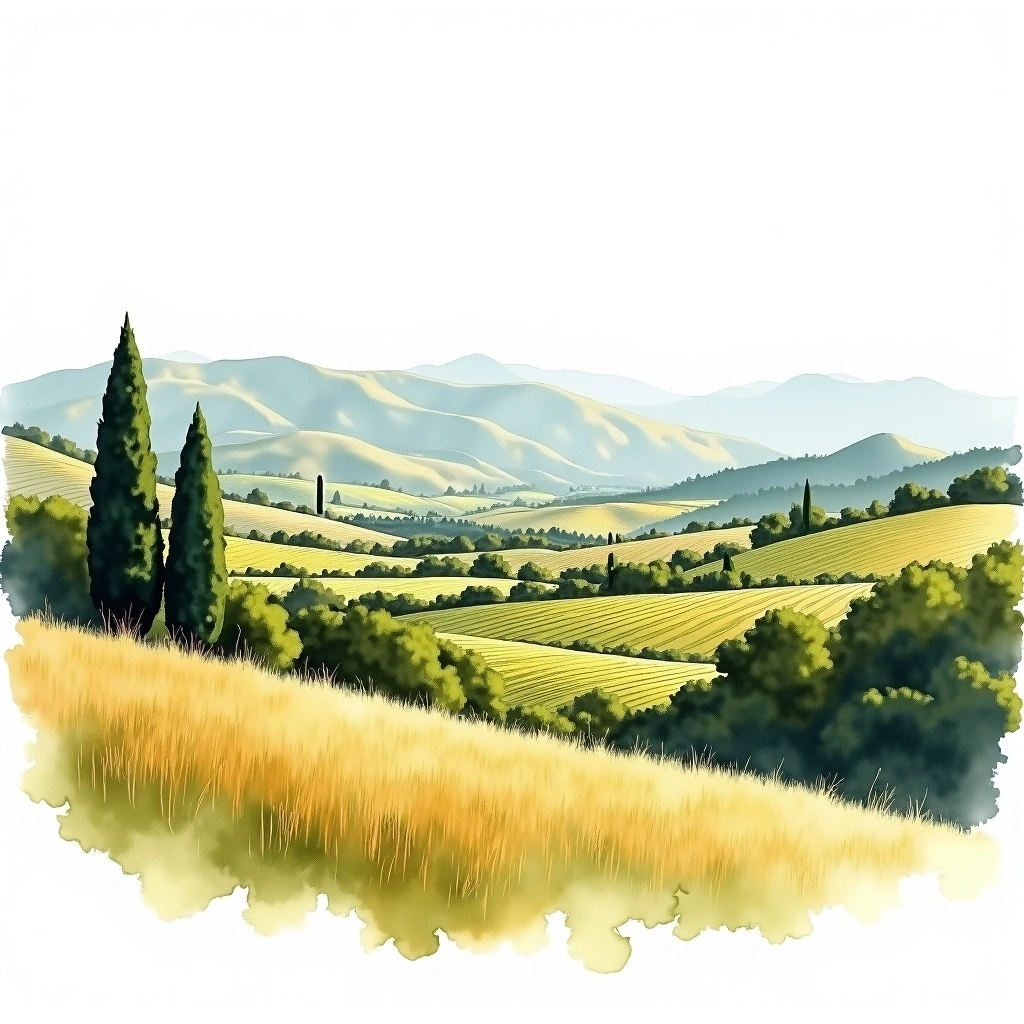 Central Otago wine region — watercolor illustration
