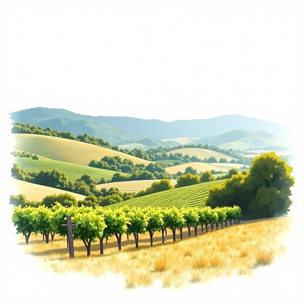 Central Ranges wine region — watercolor illustration