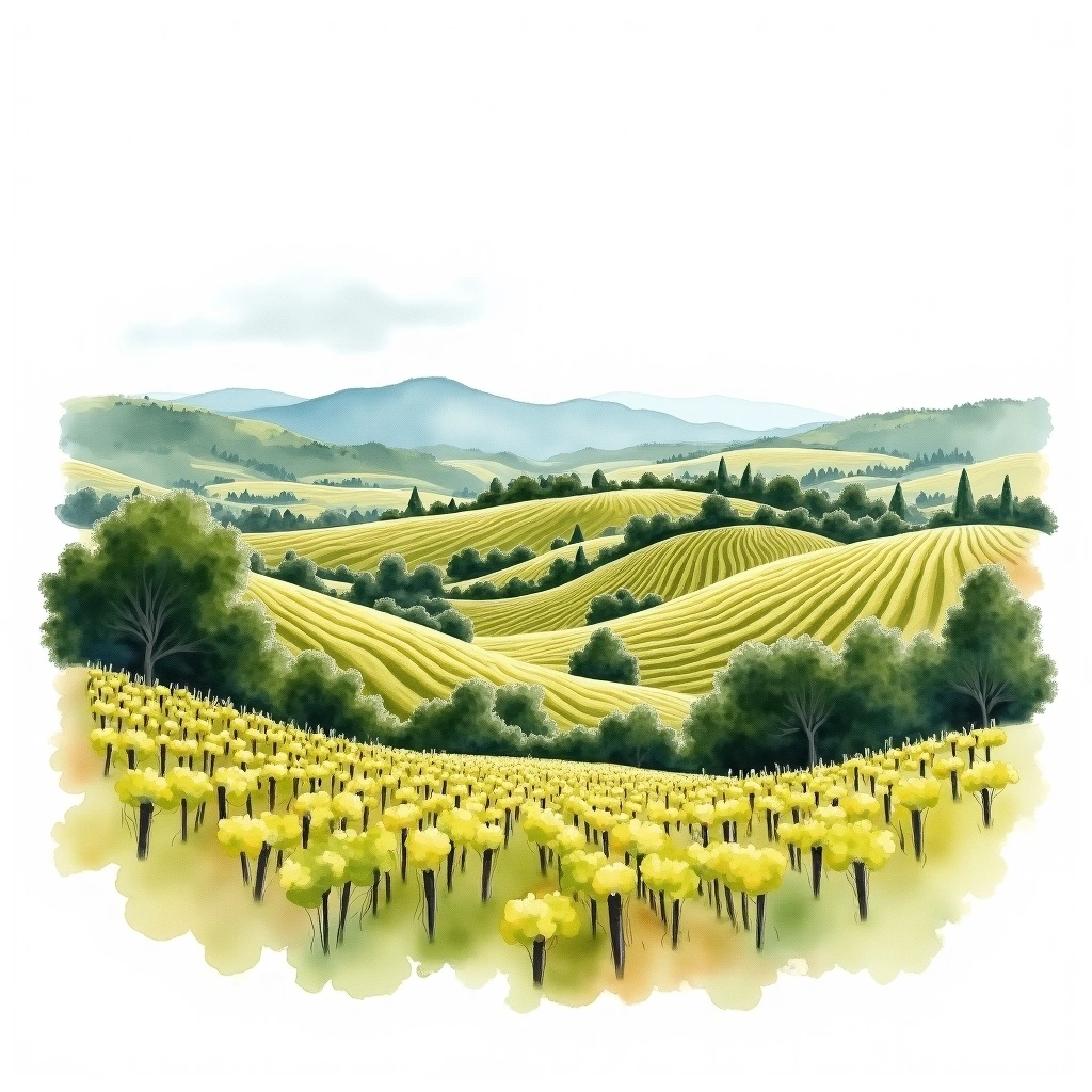 Central Victoria wine region — watercolor illustration