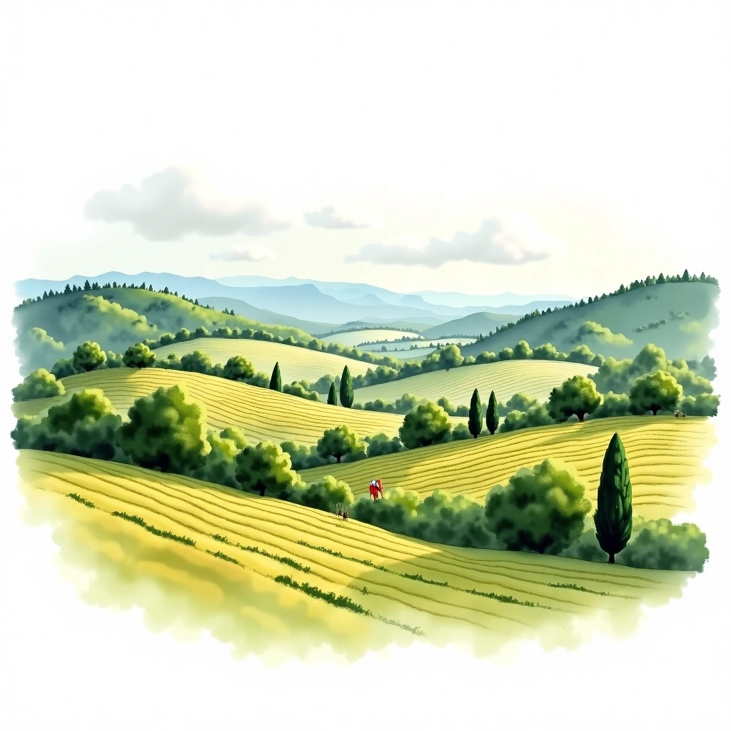 Cerasuolo d'Abruzzo wine region — watercolor illustration