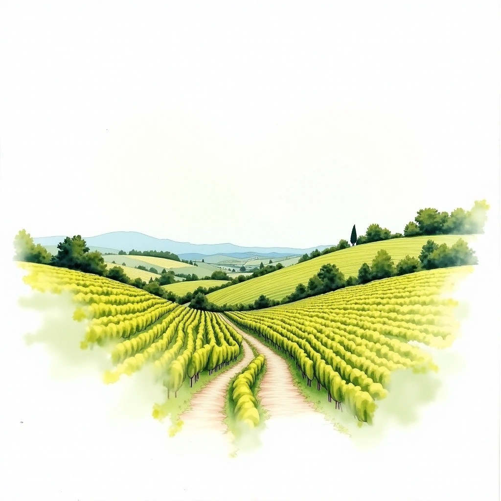 Chablis 1er Cru 'Beauroy' wine region — watercolor illustration