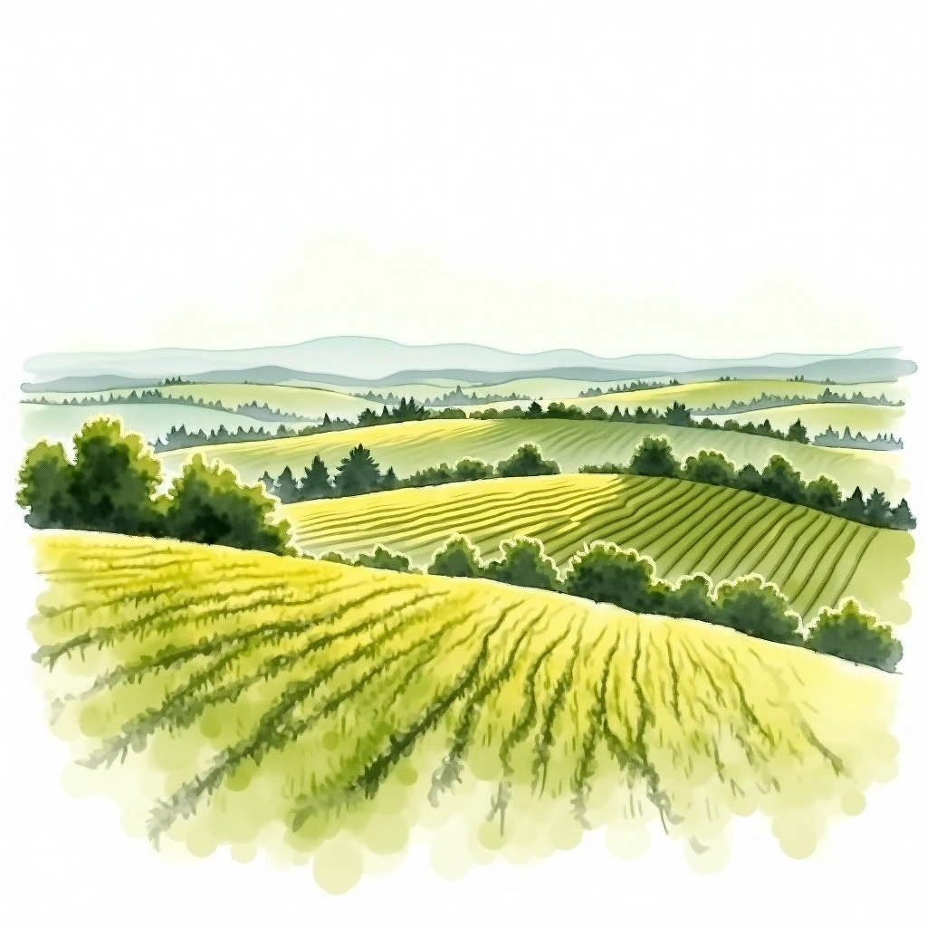 Chablis 1er Cru 'Mont de Milieu' wine region — watercolor illustration