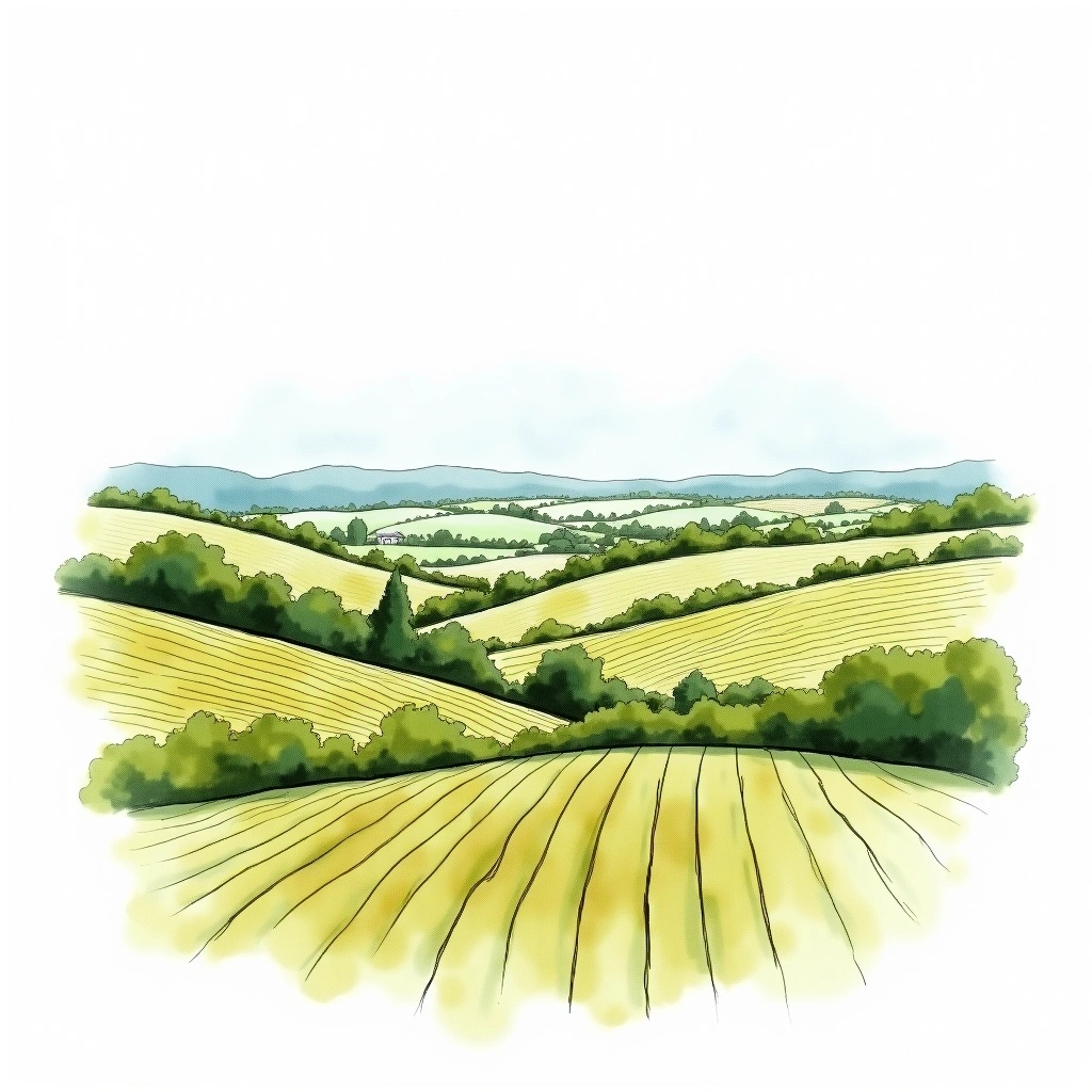 Chablis 1er Cru 'Vaillons' wine region — watercolor illustration