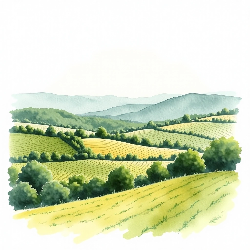 Chablis Grand Cru 'Les Clos' wine region — watercolor illustration