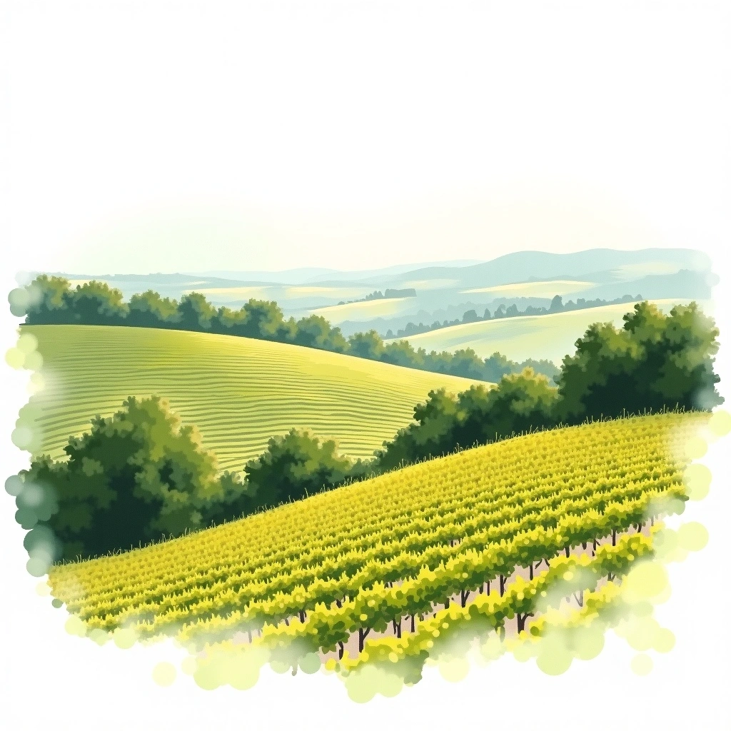 Chablis Grand Cru 'Preuses' wine region — watercolor illustration