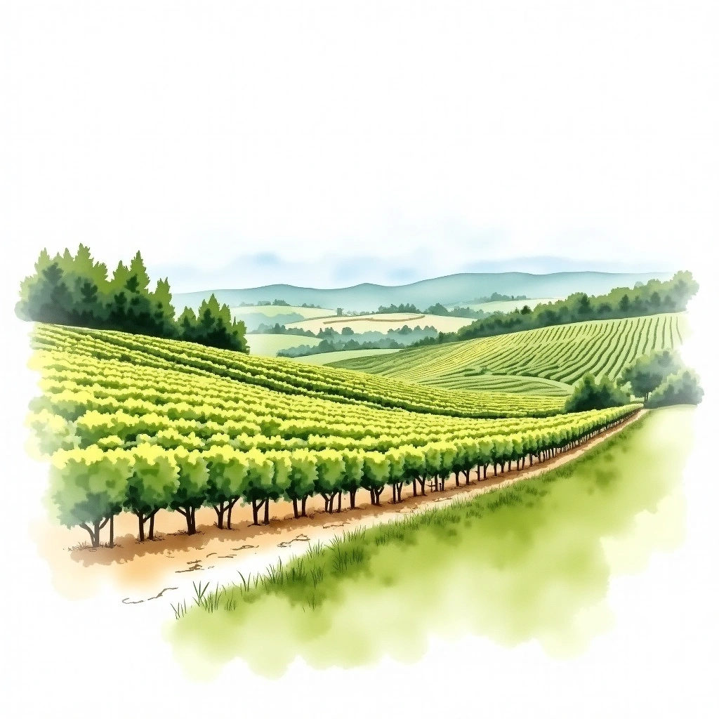 Chablis Grand Cru 'Vaudesir' wine region — watercolor illustration