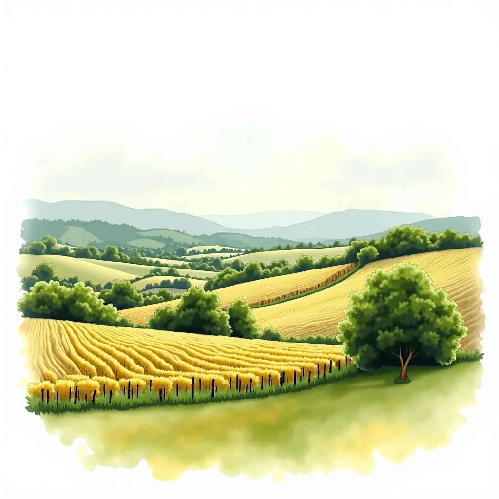 Chablis wine region — watercolor illustration