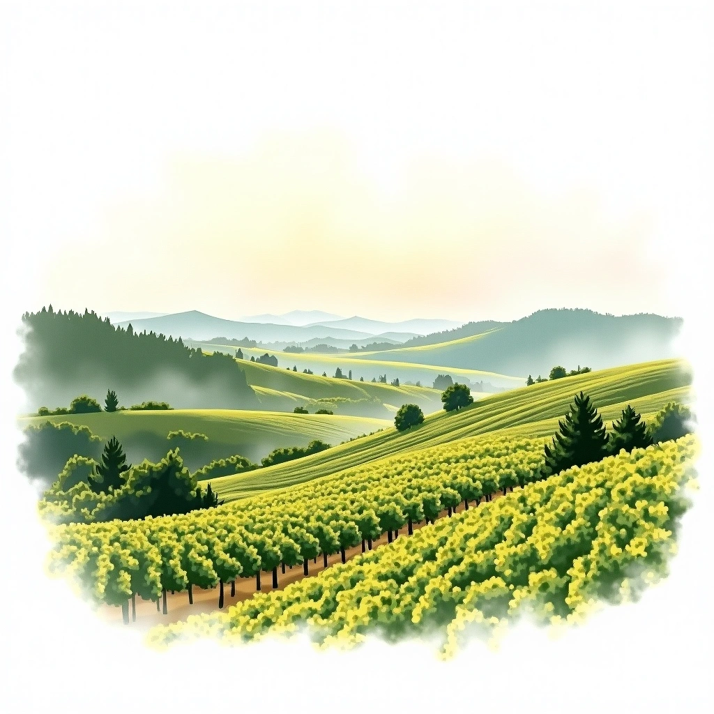 Chalk Hill wine region — watercolor illustration