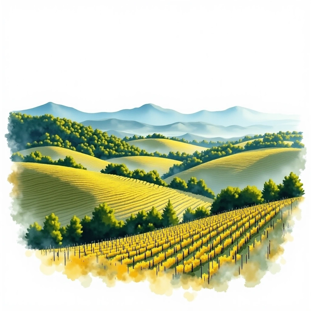 Chalkidiki wine region — watercolor illustration