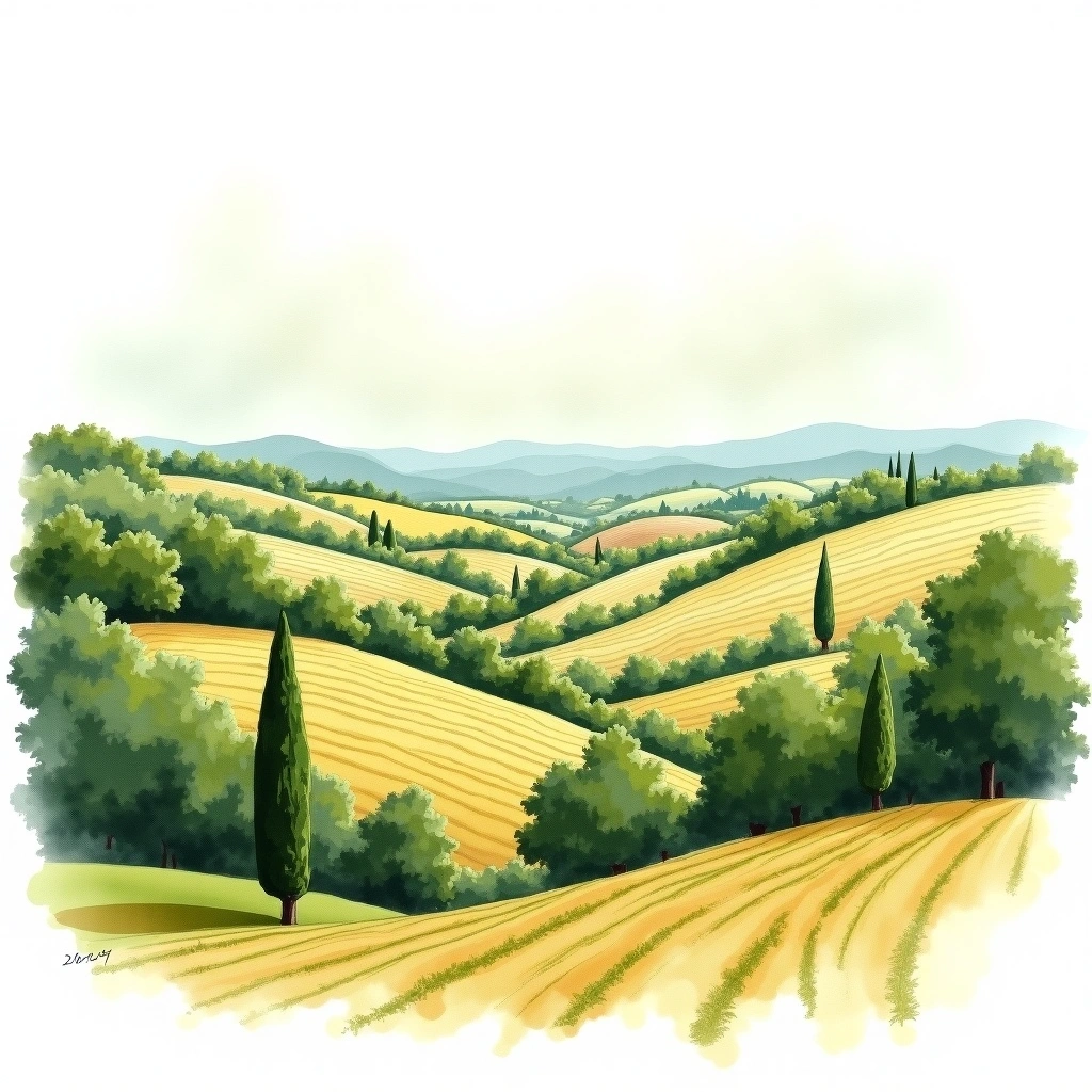 Champagne Grand Cru 'Ambonnay' wine region — watercolor illustration