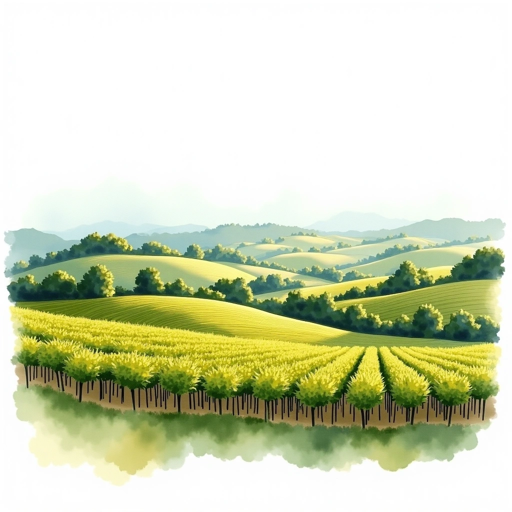 Champagne Grand Cru 'Avize' wine region — watercolor illustration