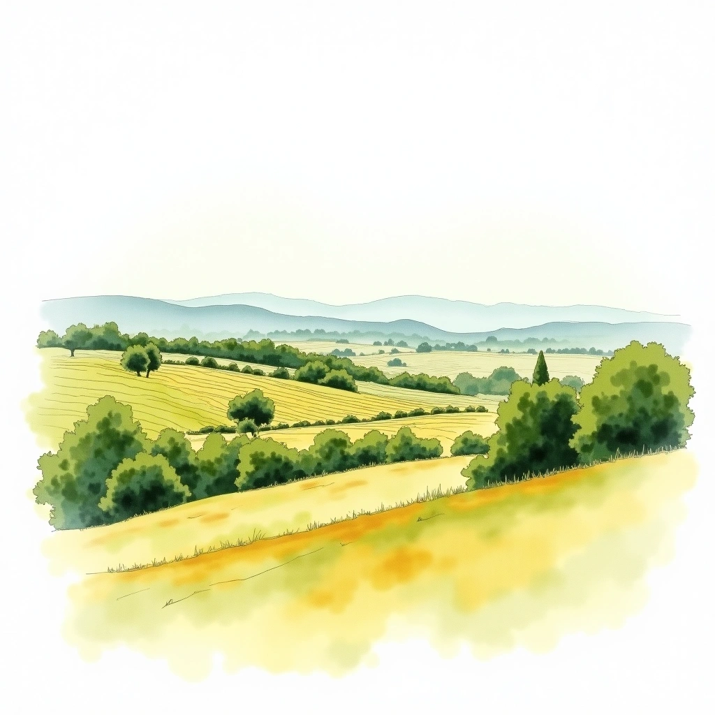 แชมเปญ กรองกรู 'อาย' wine region — watercolor illustration