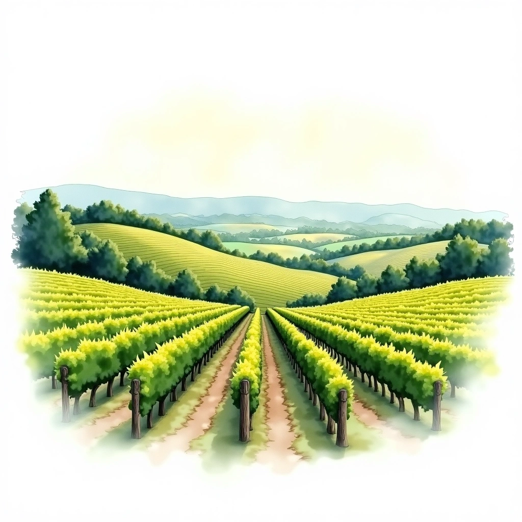Champagne Grand Cru 'Cramant' wine region — watercolor illustration