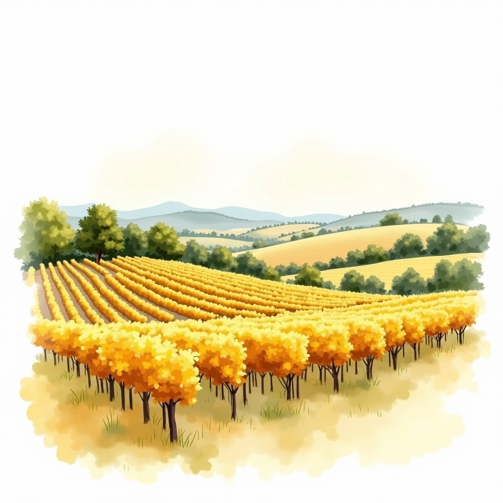 Champagne wine region — watercolor illustration
