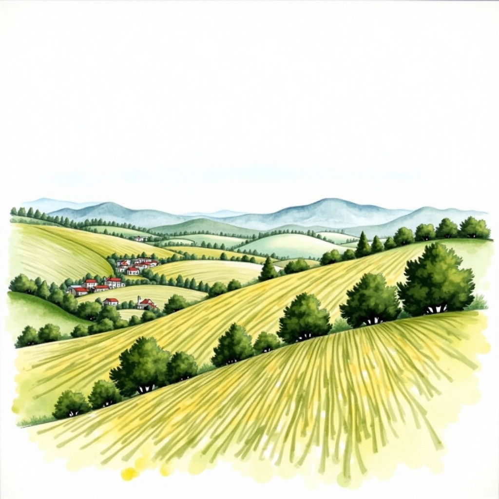 Chassagne-Montrachet 1er Cru 'Les Vergers' wine region — watercolor illustration