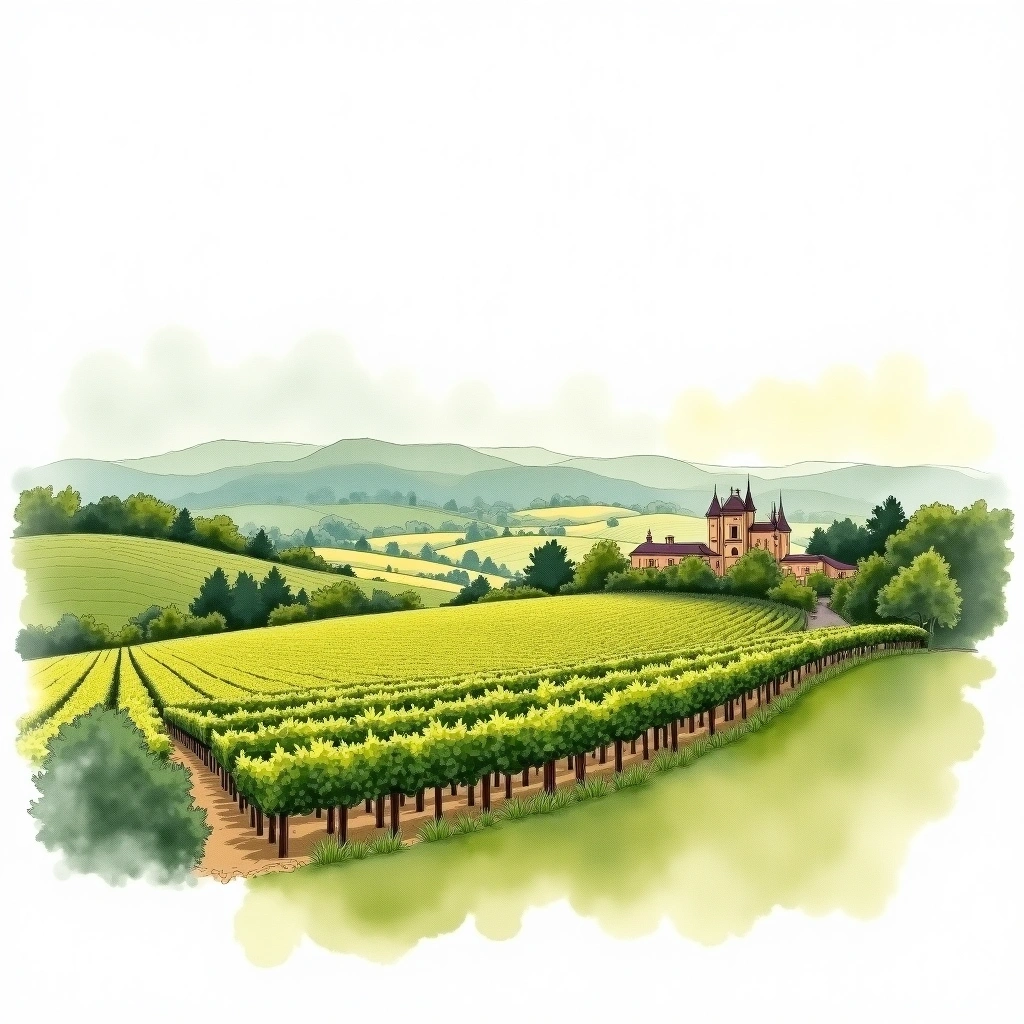 Château-Chalon wine region — watercolor illustration