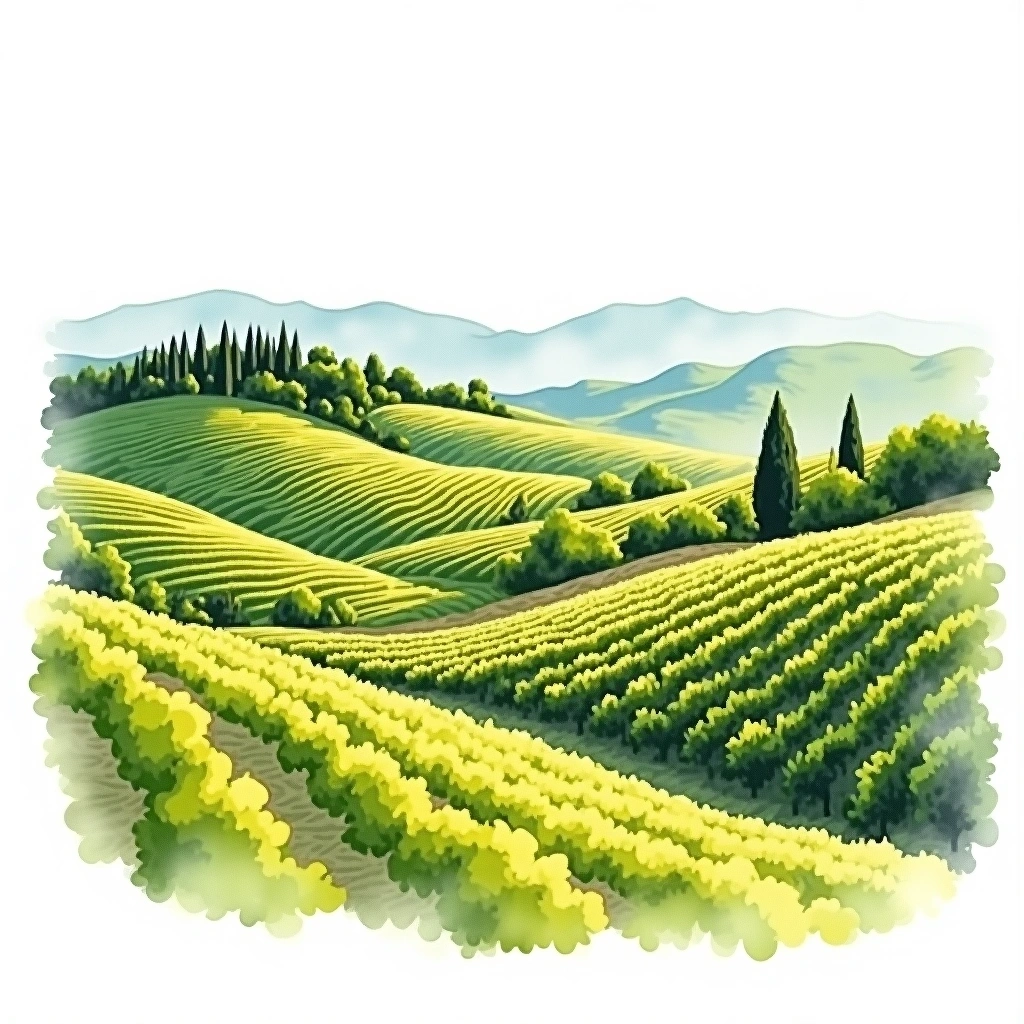 Chianti Rùfina wine region — watercolor illustration