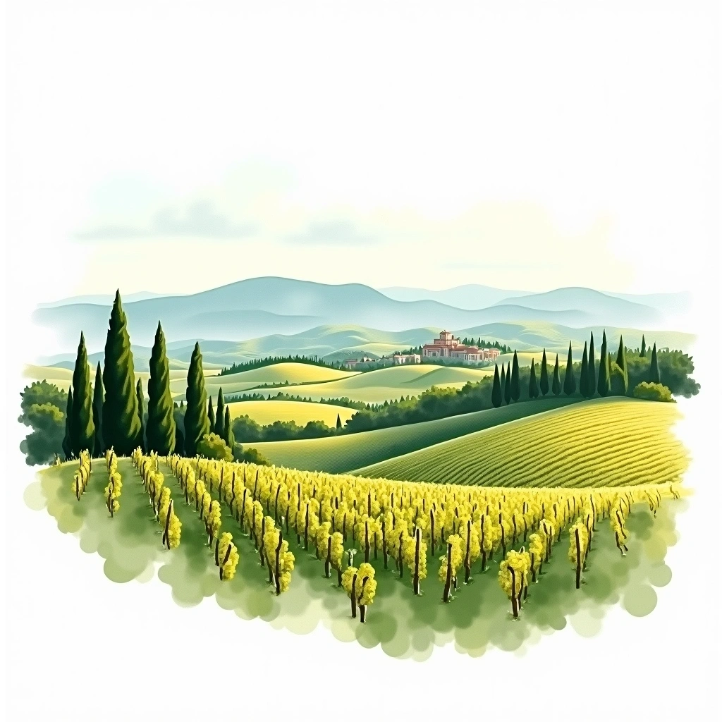 Chianti wine region — watercolor illustration