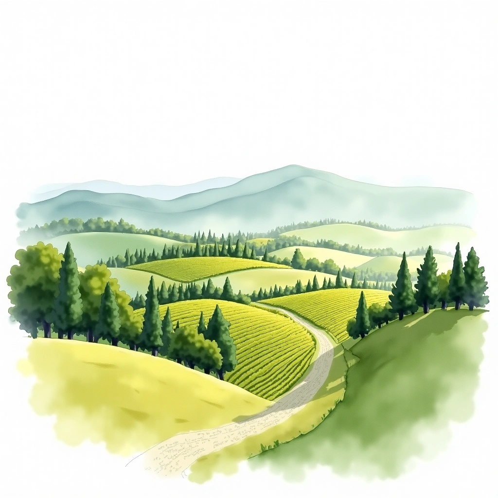 Cirò wine region — watercolor illustration