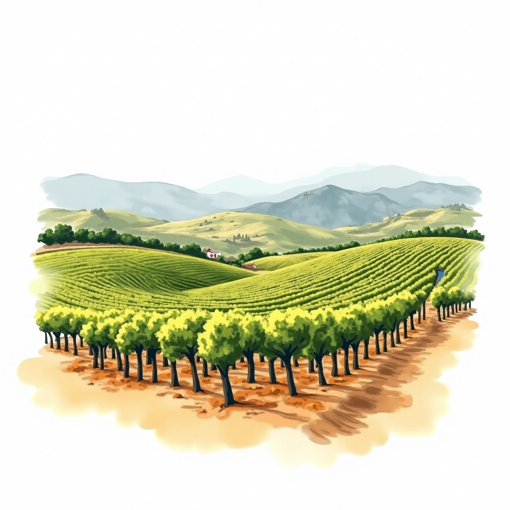 Coahuila wine region — watercolor illustration