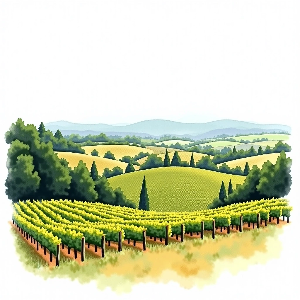Coastal Region wine region — watercolor illustration
