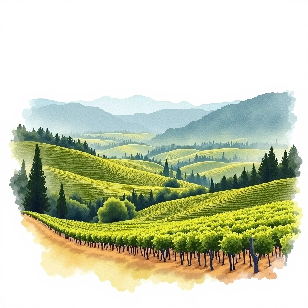 Colchagua Valley wine region — watercolor illustration