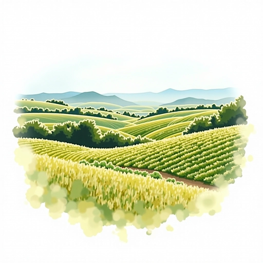 Colli Berici wine region — watercolor illustration