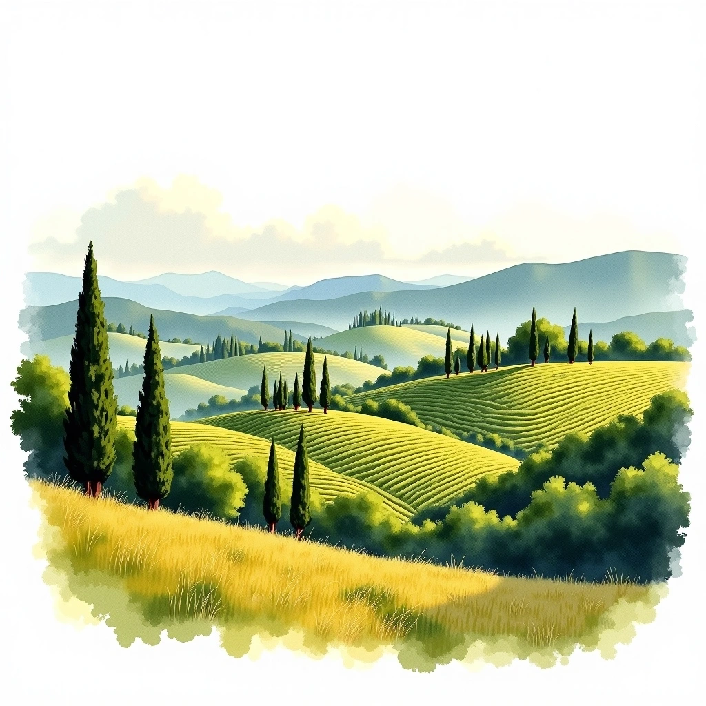 Colli di Luni wine region — watercolor illustration