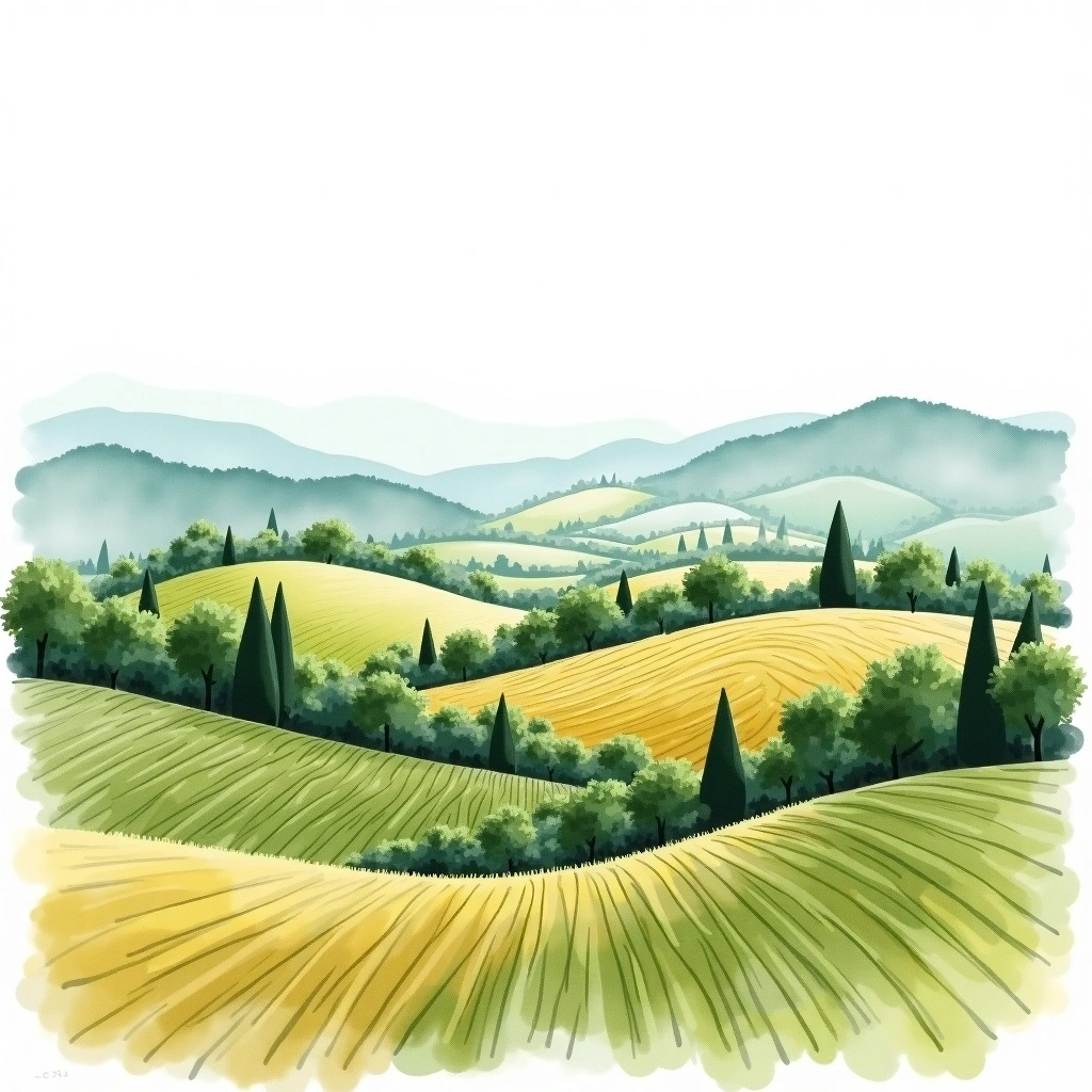 Collio wine region — watercolor illustration