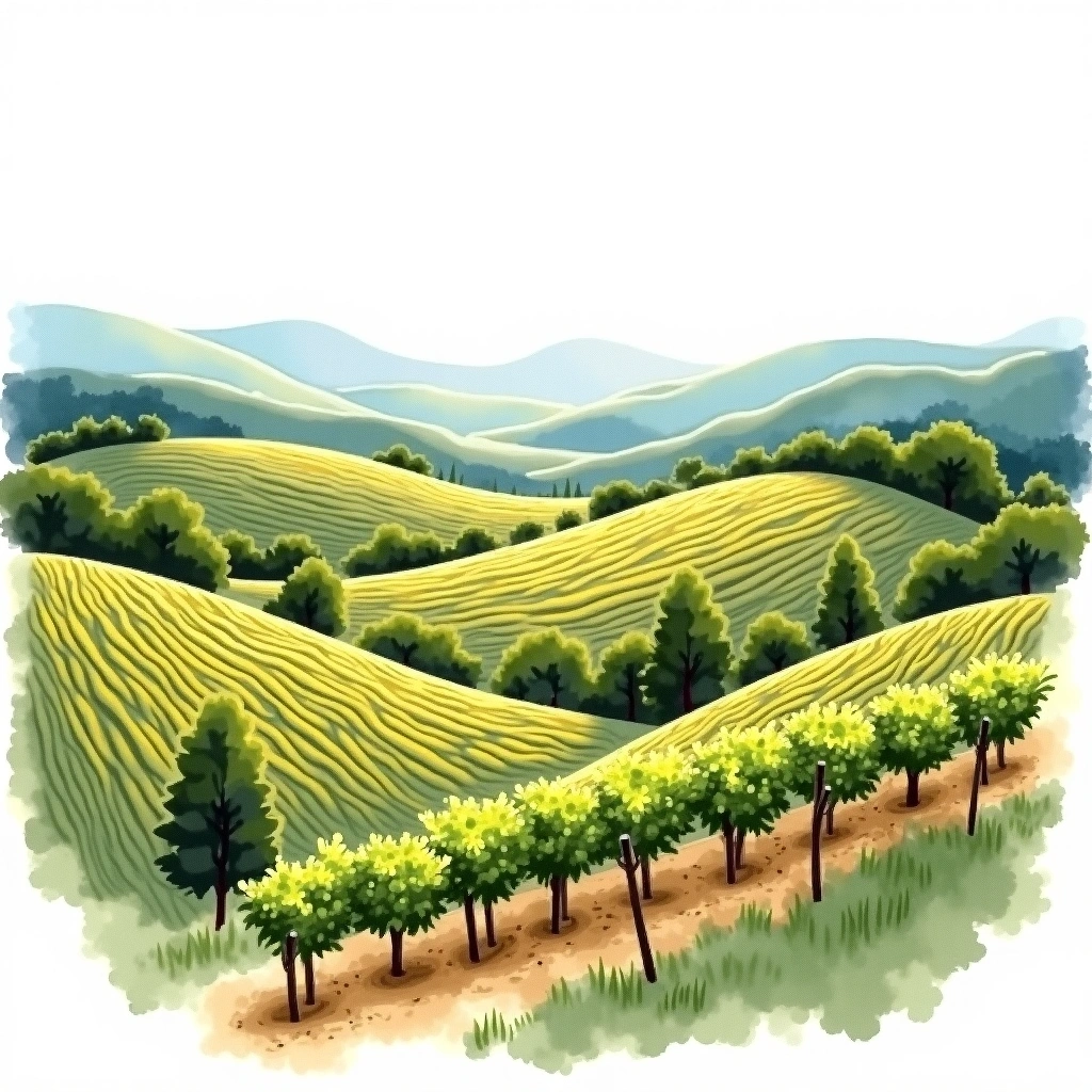 Columbia Valley wine region — watercolor illustration