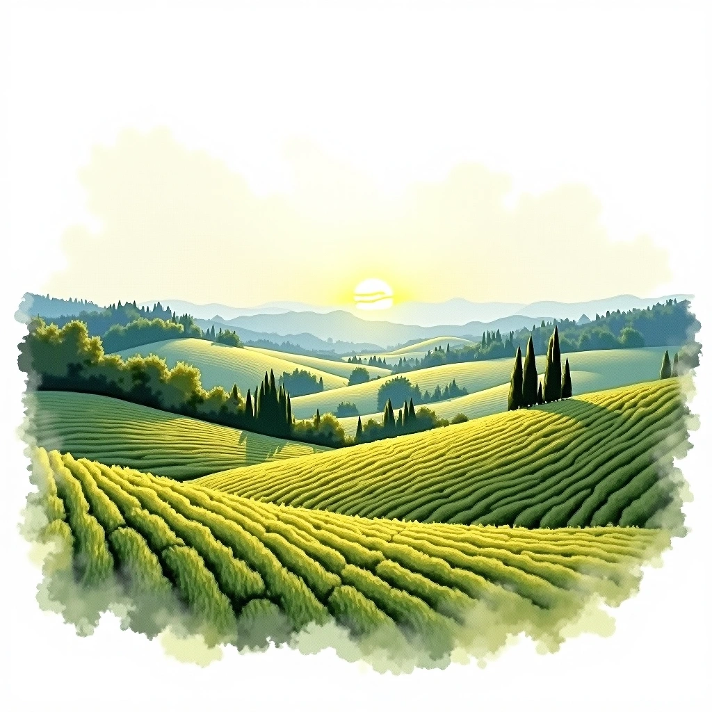 Comté Tolosan wine region — watercolor illustration