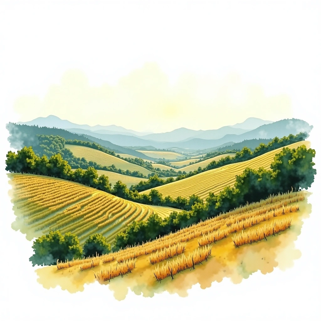 Conca de Barberà wine region — watercolor illustration
