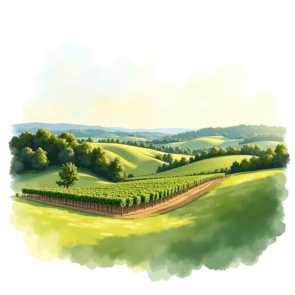 Connecticut wine region — watercolor illustration