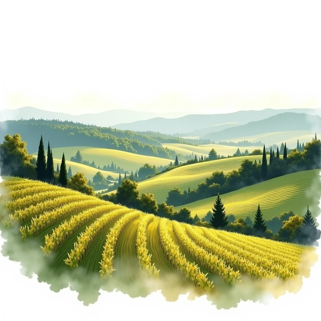 Continental Region wine region — watercolor illustration