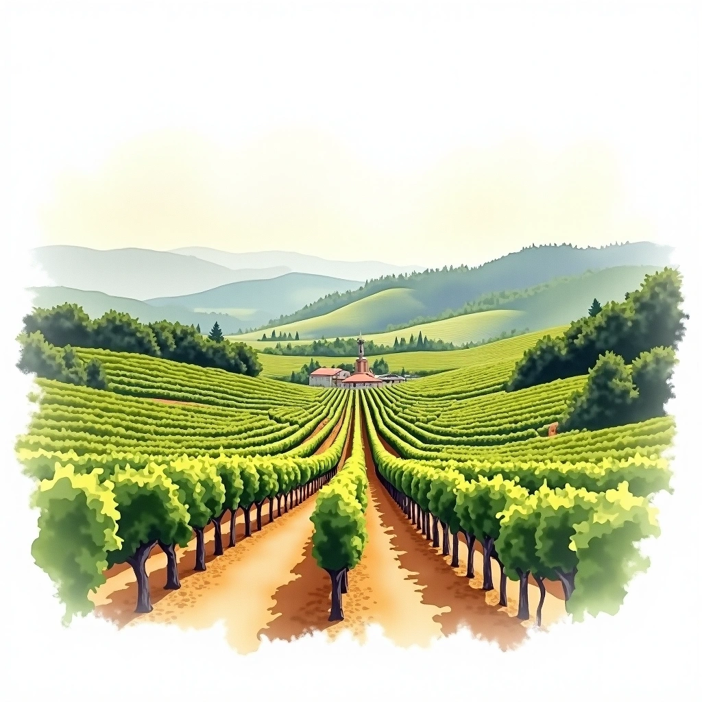 Controguerra wine region — watercolor illustration