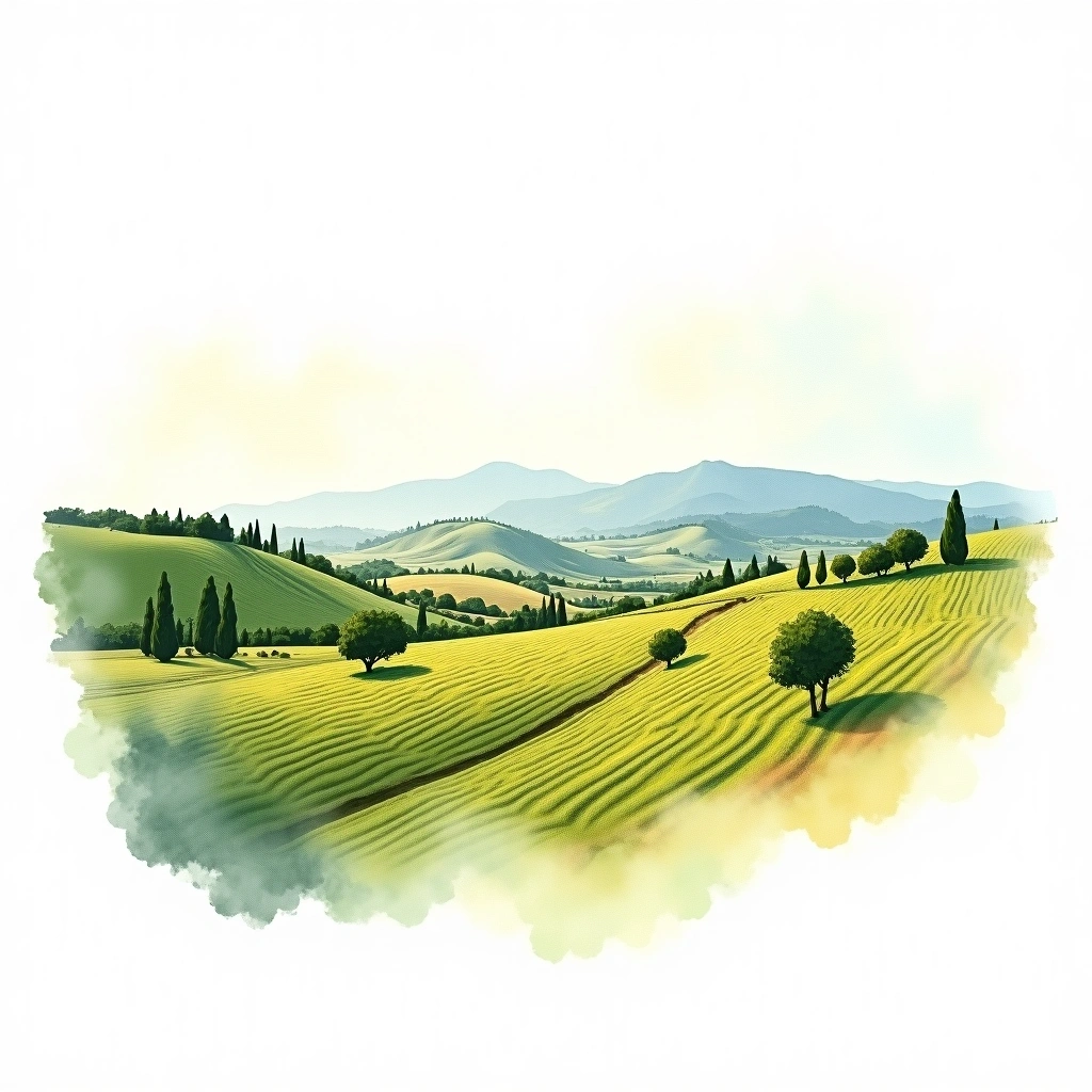 Corbières wine region — watercolor illustration