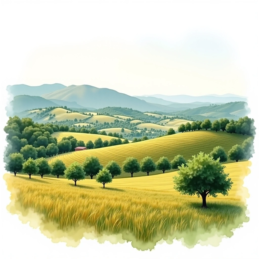 Cornas wine region — watercolor illustration