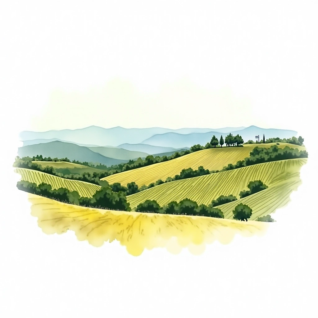 Corsica wine region — watercolor illustration