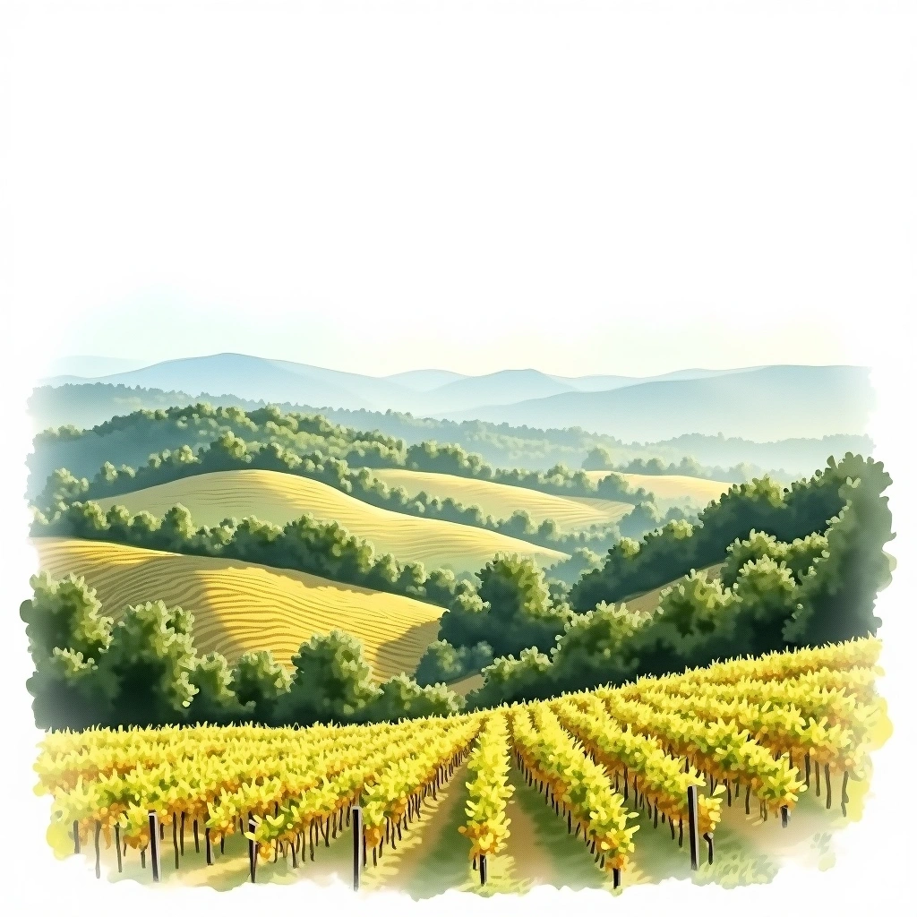 Costières-de-Nîmes wine region — watercolor illustration