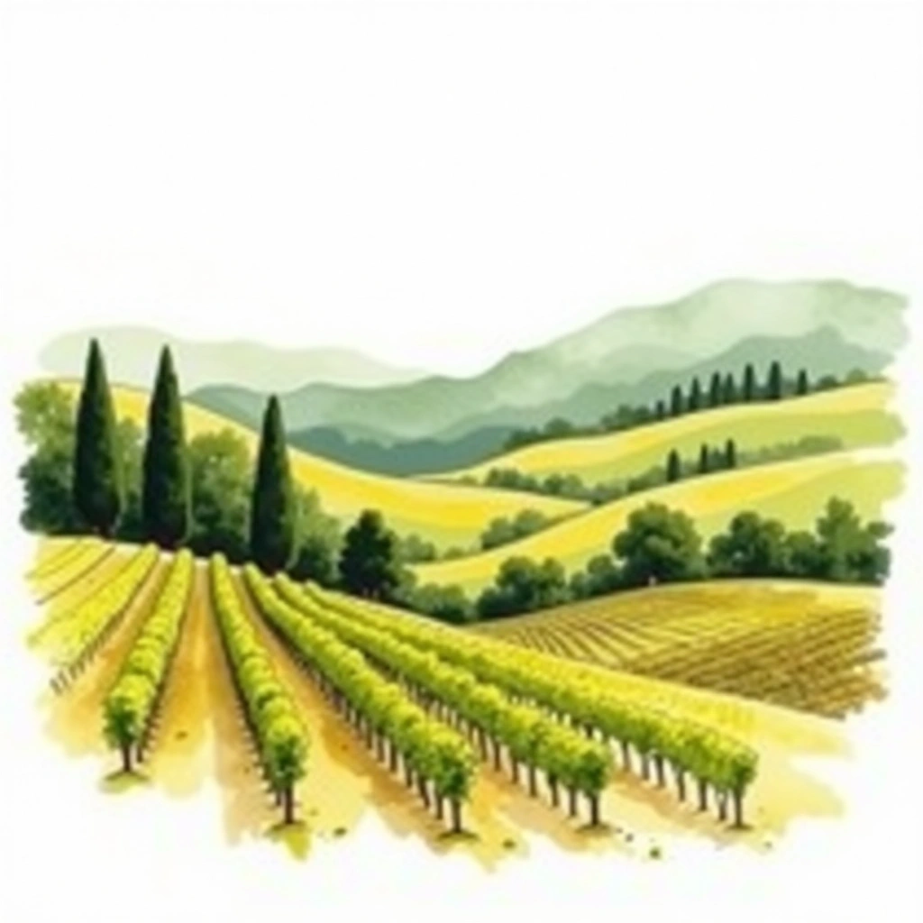 Côte-Rôtie wine region — watercolor illustration