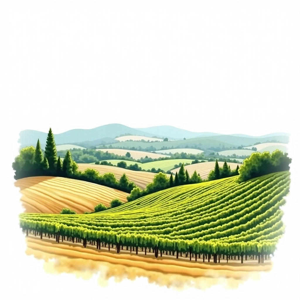 Coteaux Bourguignons wine region — watercolor illustration