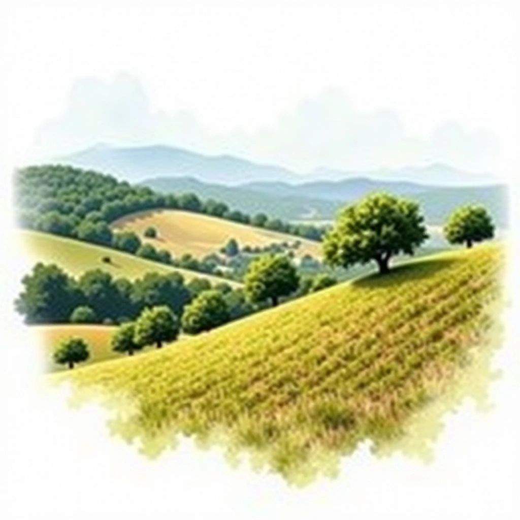 Coteaux d'Aix-en-Provence wine region — watercolor illustration