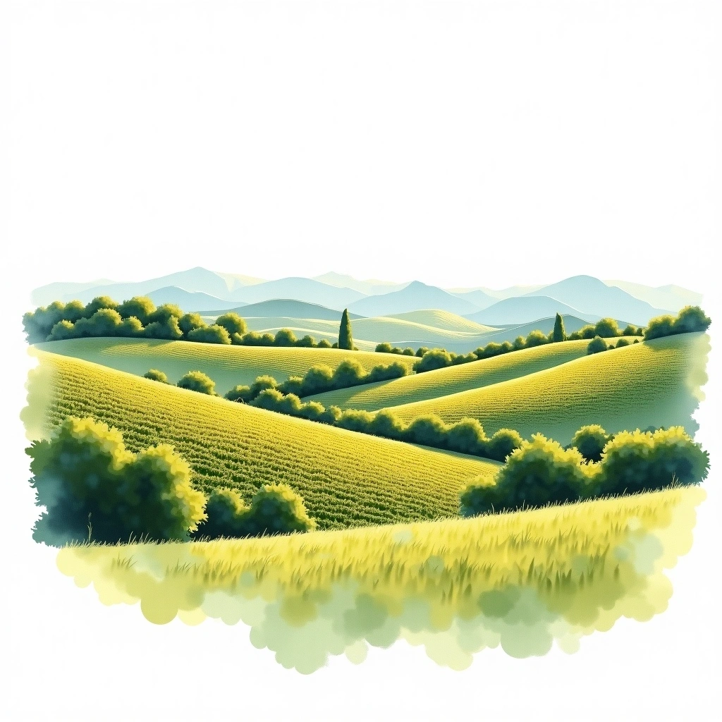 Côteaux du Layon wine region — watercolor illustration