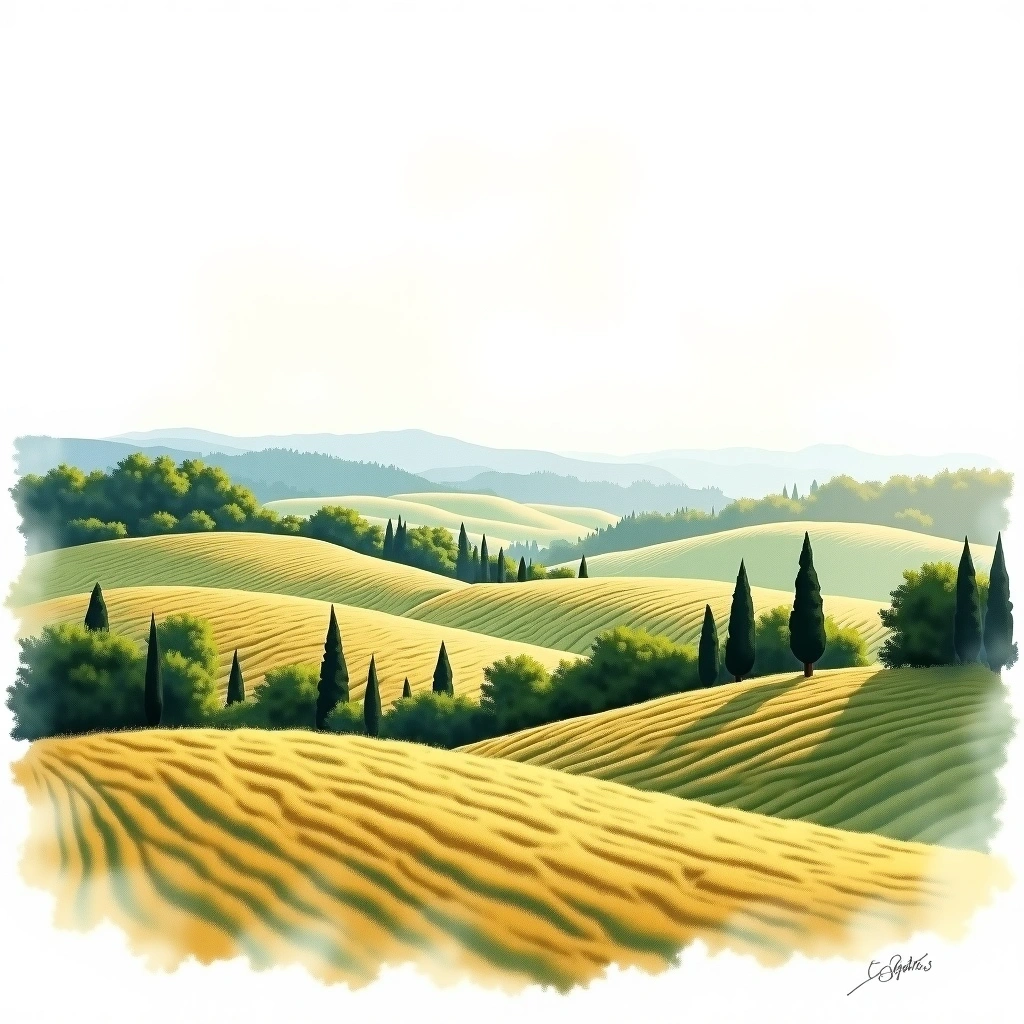 Côtes de Bordeaux wine region — watercolor illustration