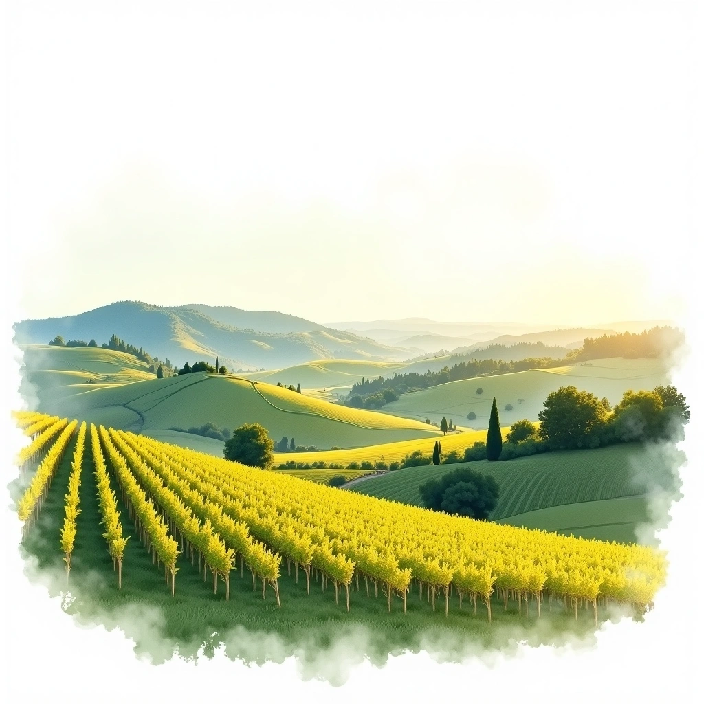 Côtes de Bourg wine region — watercolor illustration