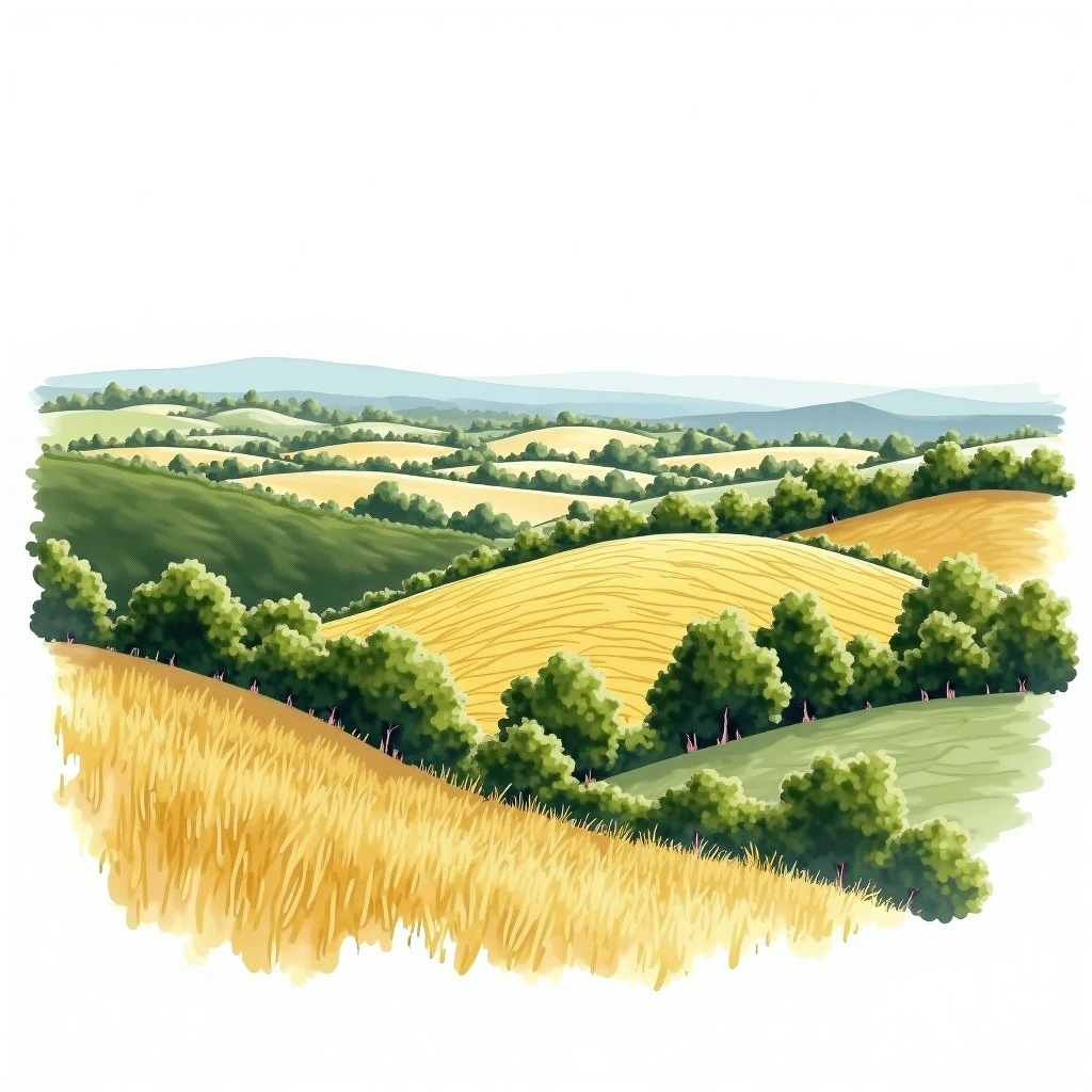 Côtes de Gascogne wine region — watercolor illustration