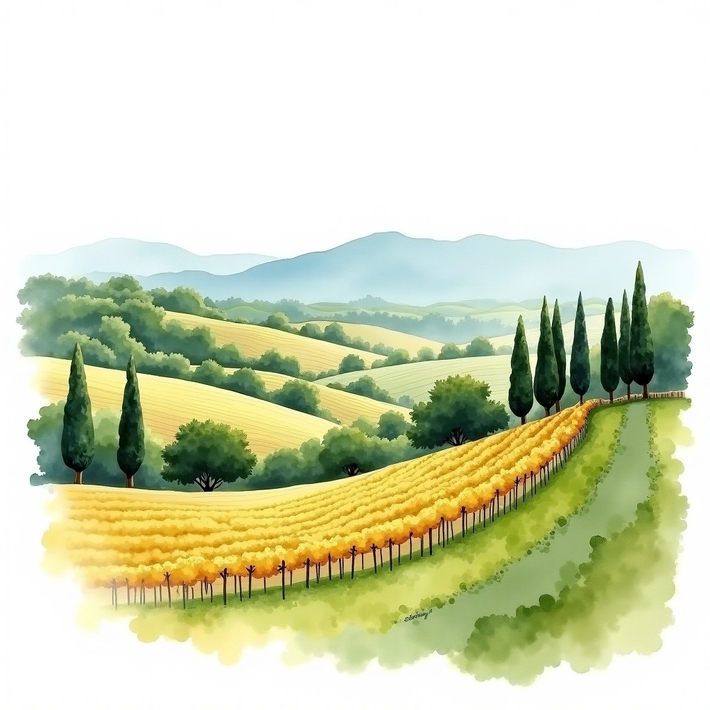 Côtes de Provence wine region — watercolor illustration